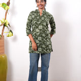 Pintex cotton short kurti - Moss