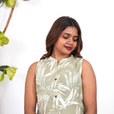 Pastel green fern cotton co-ords set(attached sleeves)