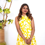 Mustard fern cotton co-ords set(attached sleeves)