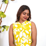 Mustard fern cotton co-ords set(attached sleeves)