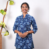 Pintex cotton short kurti - Dark blue