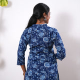 Pintex cotton short kurti - Dark blue