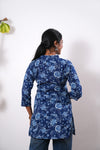 Pintex cotton short kurti - Dark blue