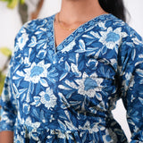 Peplum cotton short kurti - Blue