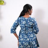Peplum cotton short kurti - Blue