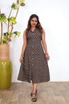 Black ajrakh cotton shirt dress(attached sleeves)