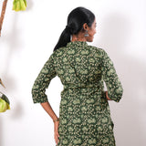 Pintex cotton short kurti - Forest green