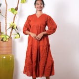Tangerine cotton midi dress