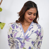 Lavender tulips V neck cotton co-ords set