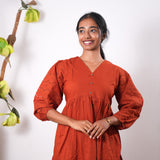 Tangerine cotton midi dress