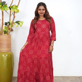 Pink bandhani long gown