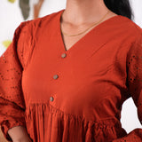 Tangerine cotton midi dress