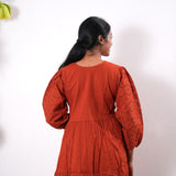 Tangerine cotton midi dress