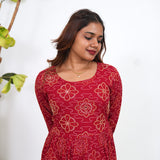 Pink bandhani long gown