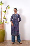 Midnight blue mandarin cotton kurta