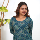 Peacock blue bandhani long gown