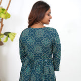 Peacock blue bandhani long gown