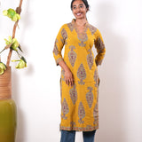 Mustard butta cotton kurta