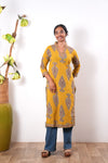 Mustard butta cotton kurta