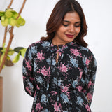 Black floral georgette maxi dress