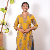 Mustard butta cotton kurta