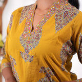 Mustard butta cotton kurta