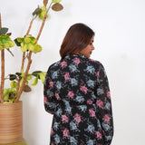 Black floral georgette maxi dress