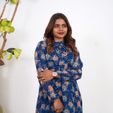 Royal blue floral georgette maxi dress
