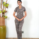 Grey knitted cotton night suit