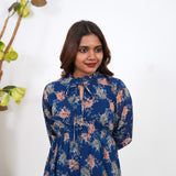 Royal blue floral georgette maxi dress
