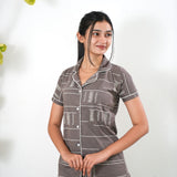 Grey knitted cotton night suit