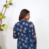 Royal blue floral georgette maxi dress