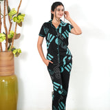 Geometric knitted cotton night suit