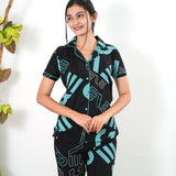 Geometric knitted cotton night suit