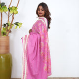 Baby pink pure cotton dupatta