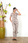 Soft pink checked knitted cotton night suit