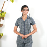 Grey checked knitted cotton night suit