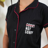Black knitted cotton night suit