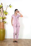 Baby pink knitted cotton night suit