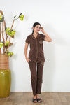 Brown knitted cotton night suit