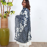 Navy blue pure cotton dupatta