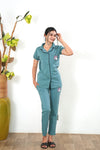 Turquoise knitted cotton night suit