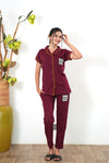Maroon knitted cotton night suit