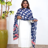 Royal blue pure cotton dupatta
