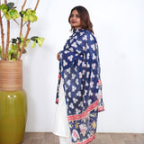 Royal blue pure cotton dupatta