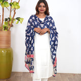Royal blue pure cotton dupatta
