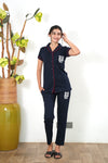 Blue knitted cotton night suit