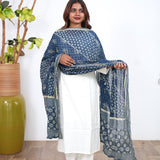 Indigo pure cotton dupatta