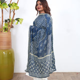 Indigo pure cotton dupatta