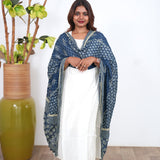 Indigo pure cotton dupatta